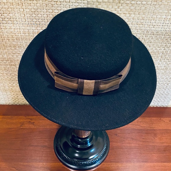🌟HP🌟ANTQ 1920s Black Wool Wide Brim Hat - Picture 6 of 11